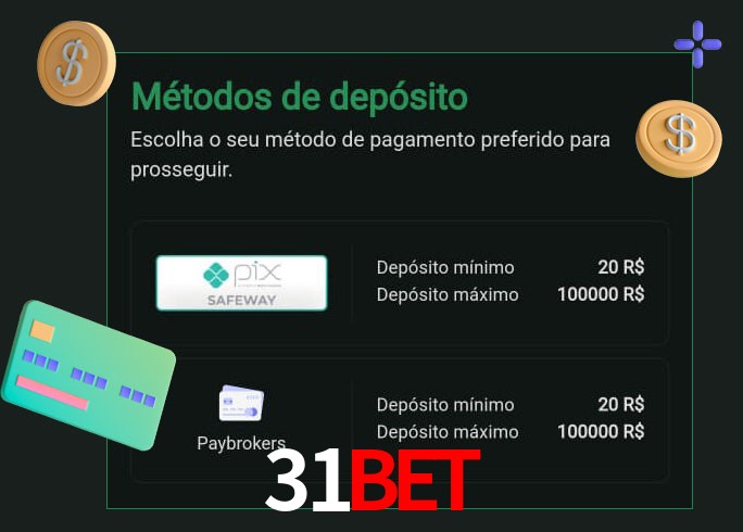 O cassino 31bet oferece uma grande variedade de métodos de pagamento